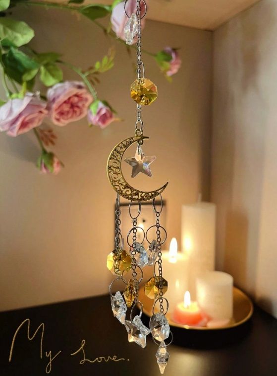 (Sc11) Acrylic glass and steel and rhinestone sun catchers